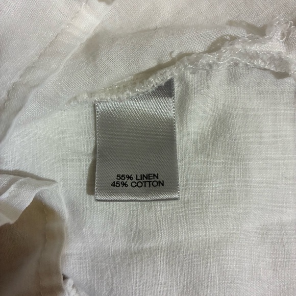 Avenue Linen/Cotton White Button-Up Tunic Shirt Preppy Business Minimalist Sz 26 - Picture 10 of 11